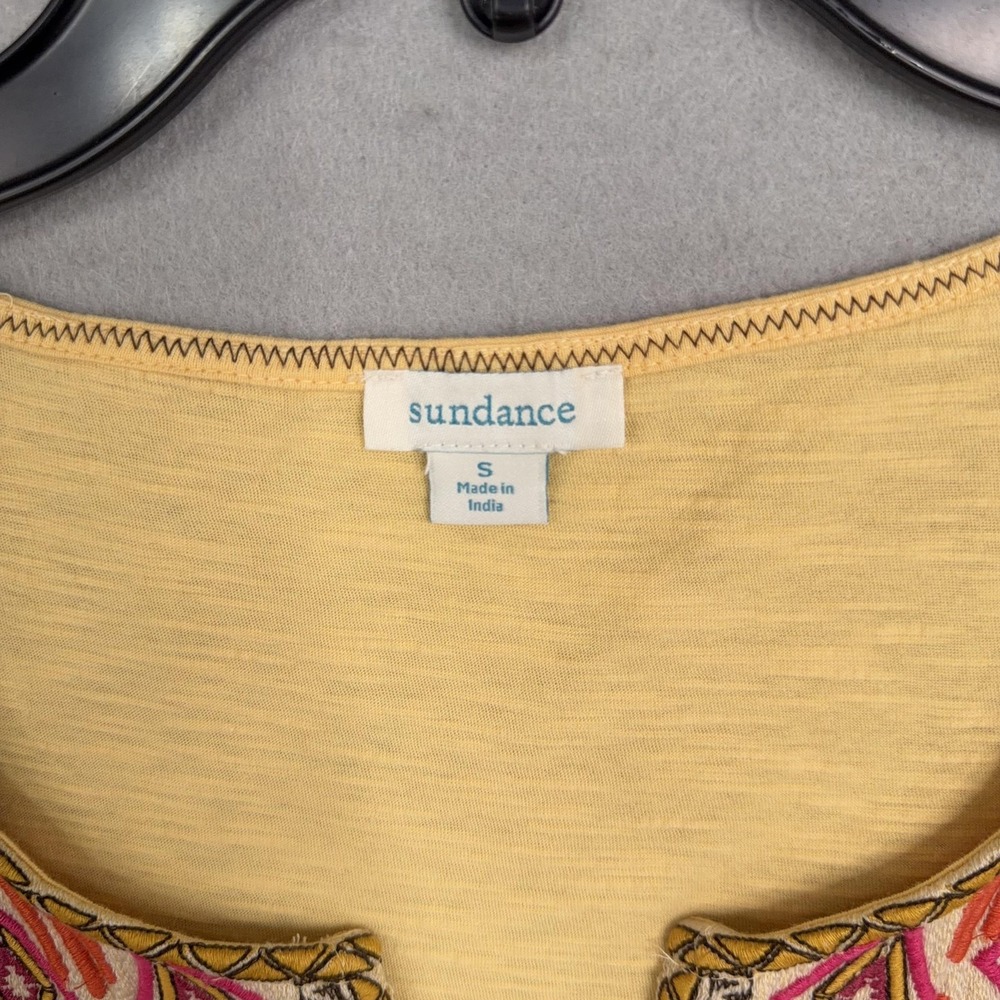 Sundance Tank Top Womens Small Yellow Embroidered Scoop Neck Sleeveless Boho - Picture 3 of 8